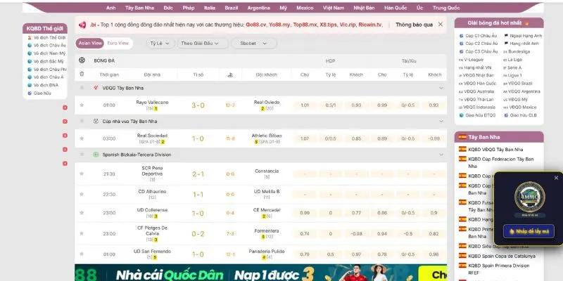Giao diện xem kết quả bóng đá Tây Ban Nha hiển thị đầy đủ thông tin