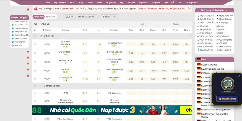 Thiết kế giao diện xem kết quả bóng đá Đức đẹp, chuyên nghiệp
